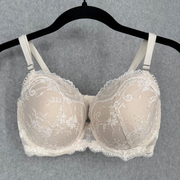 Victorias Secret Dream Angels Lined Demi Bra Size 32DDD Cream White Lace Neutral - Picture 1 of 8